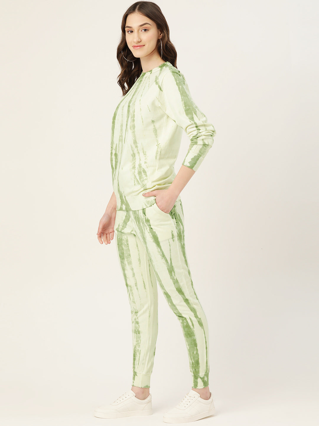 White Green lighting Tie Dye Sweatshirt With Joggers - Main Image