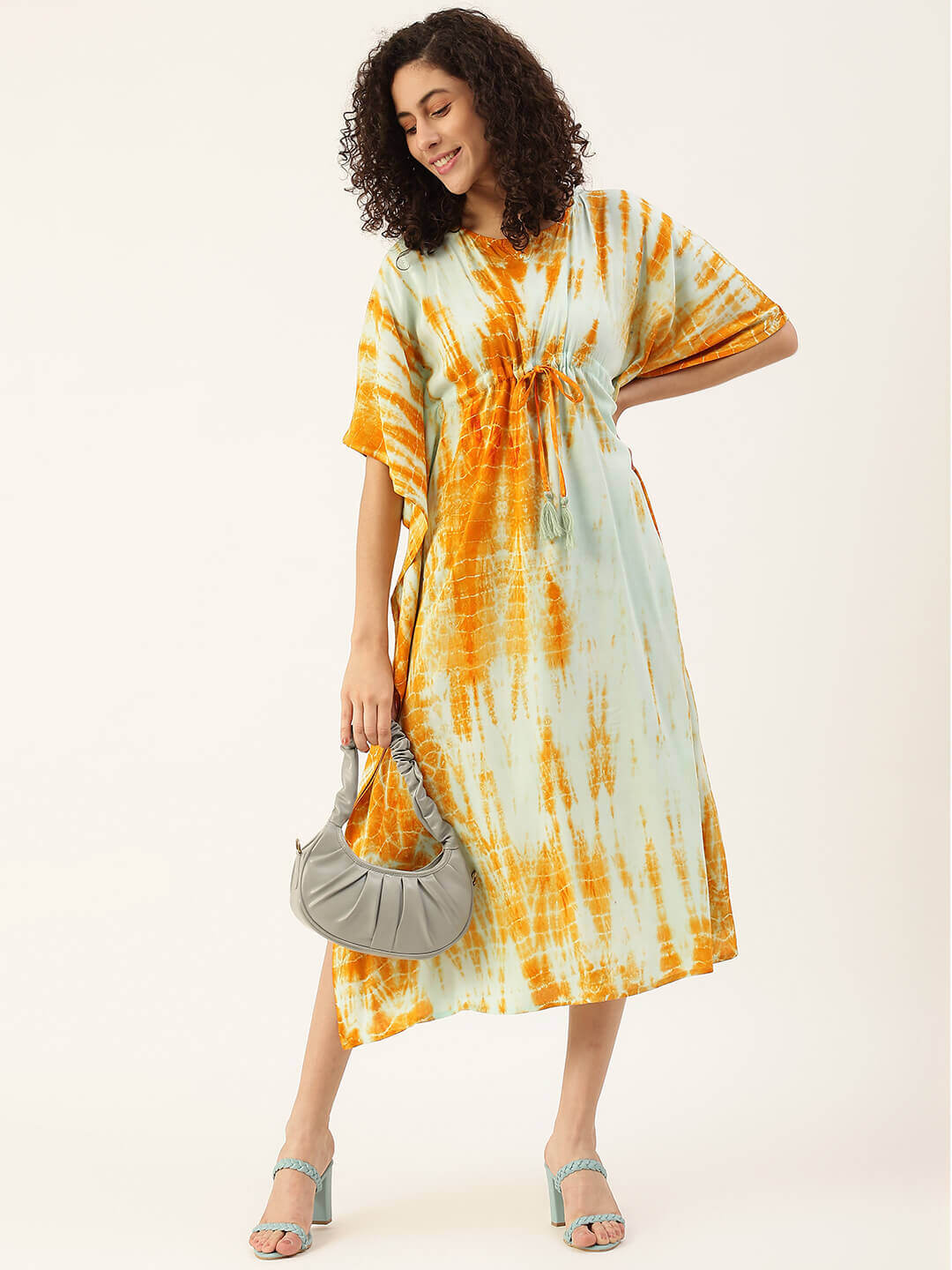 knee length dresses for ladies Natalie Martin Isobel Floral Kaftan Midi Dress main image 1