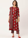 Rayon Printed hand work kurta , trouser with dupatta for women 
