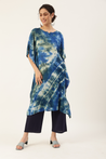 Blue tie & dye Rayon Crepe Kaftan for women 