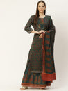 Green Printed Kurta With Dupatta & Skirt for women 