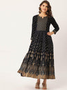 Blue Rayon Gold Printed & Gota Work Anarkali  for women 