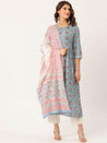 Printed Cotton Kurta , Trouser with Dupatta for women 