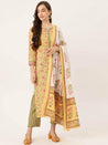 Yellow Printed Kurta With Dupatta & Trouser