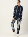 Navy Blue White Tie Rayon Dyed Co-Ord for women 