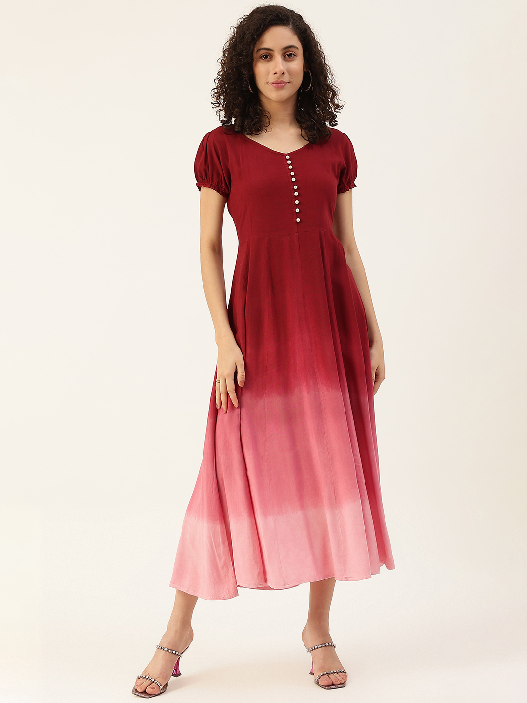 Red Ombre Rayon Dyed A-Line Maxi Dress – Maaesa Clothing
