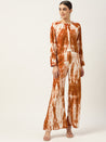 Women Brown & White Rayon Tie & Dyed Co-Ords Set for women 