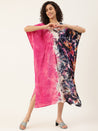 Pink-Blue Tie-dye Rayon Kaftan for women 