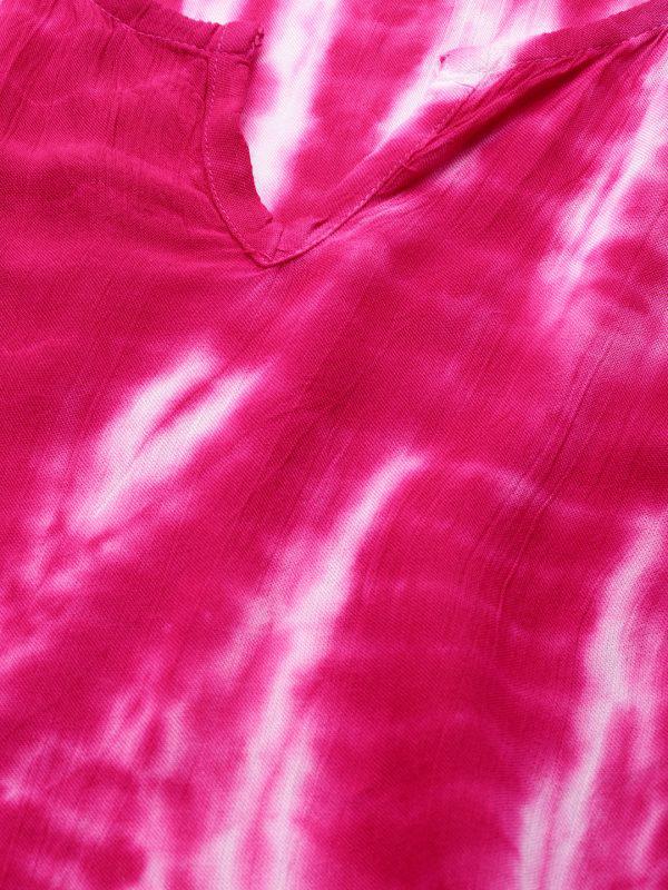 Pink Tie Dye Rayon Crepe Kaftan