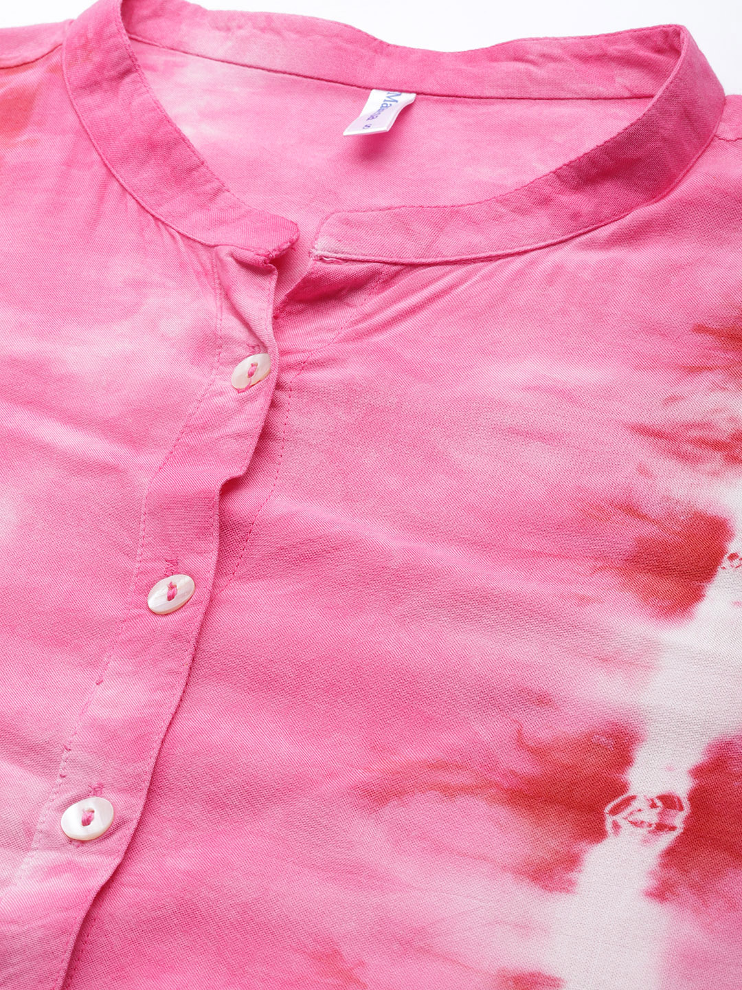 Women Pink White Rayon Tie Dyed Co-Ords Set