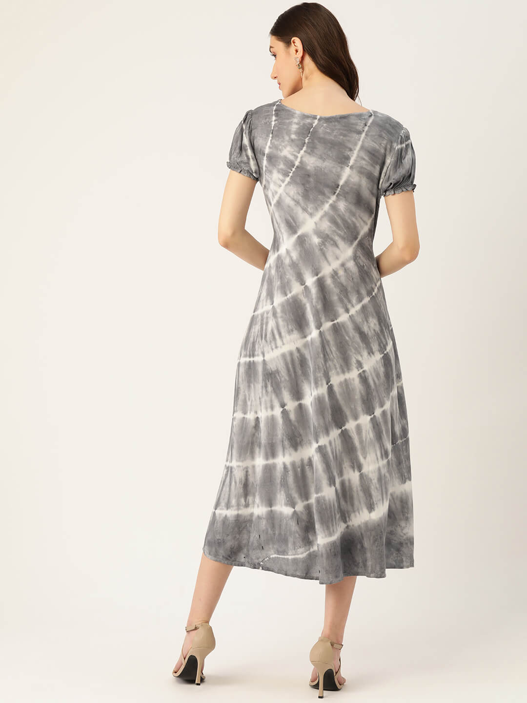 Grey & White Tie Dye Party wear Dress (W1279) Maaesa Clothing Grey & White Tie Dye Party wear Dress (W1279) Maaesa Clothing