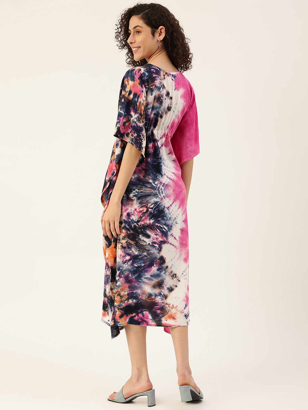 Pink-Blue Tie dye Rayon Kaftan – Maaesa Clothing