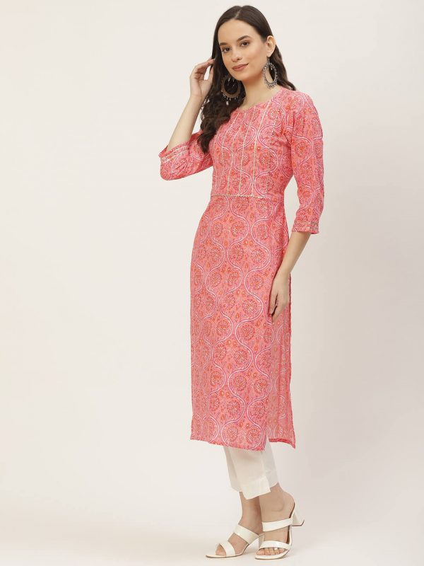 Pink Printed & Embroided Kurta with Trousers & Dupatta
