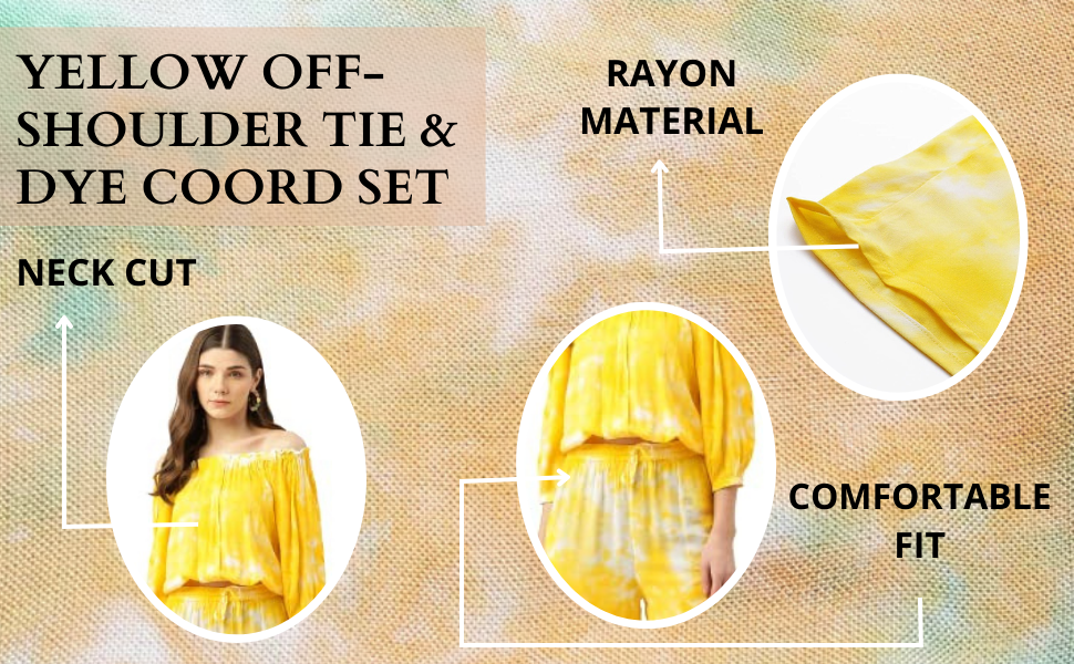 Yellow Tie Dye Rayon Coord Set
