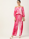 Pink White Rayon Tie Dyed Co-Ords