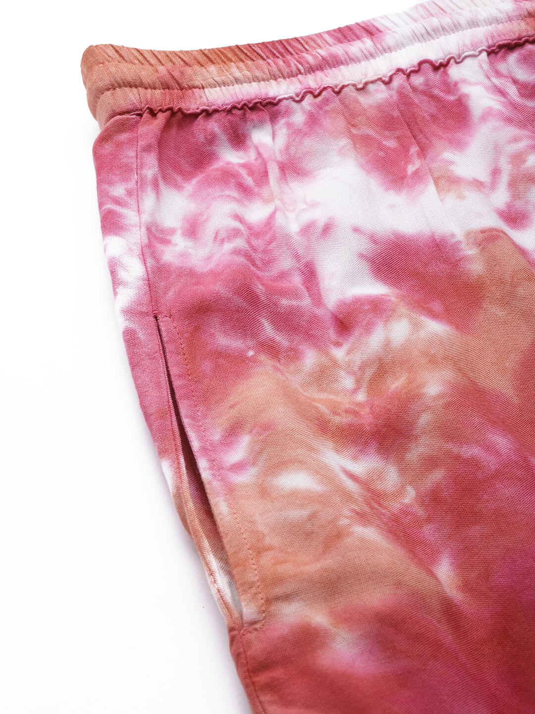 Pink Hand Dyed Tie Dye Rayon Coord Set