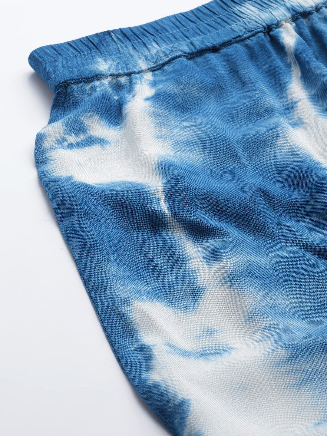 Women Blue White Rayon Tie Dye Co-Ords