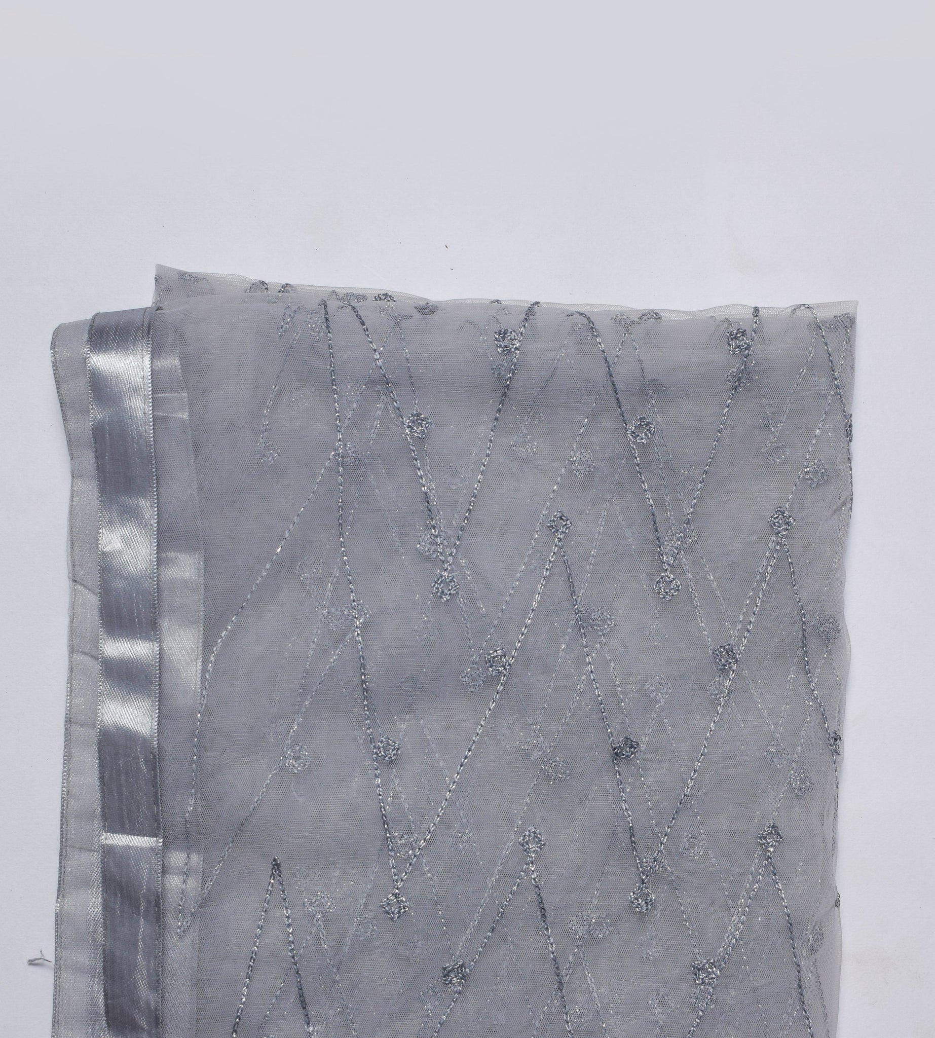 Women's grey colored with zigzag embroidery Dupatta