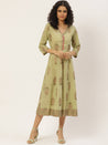 Stylish Olive Cotton A-line Dress
