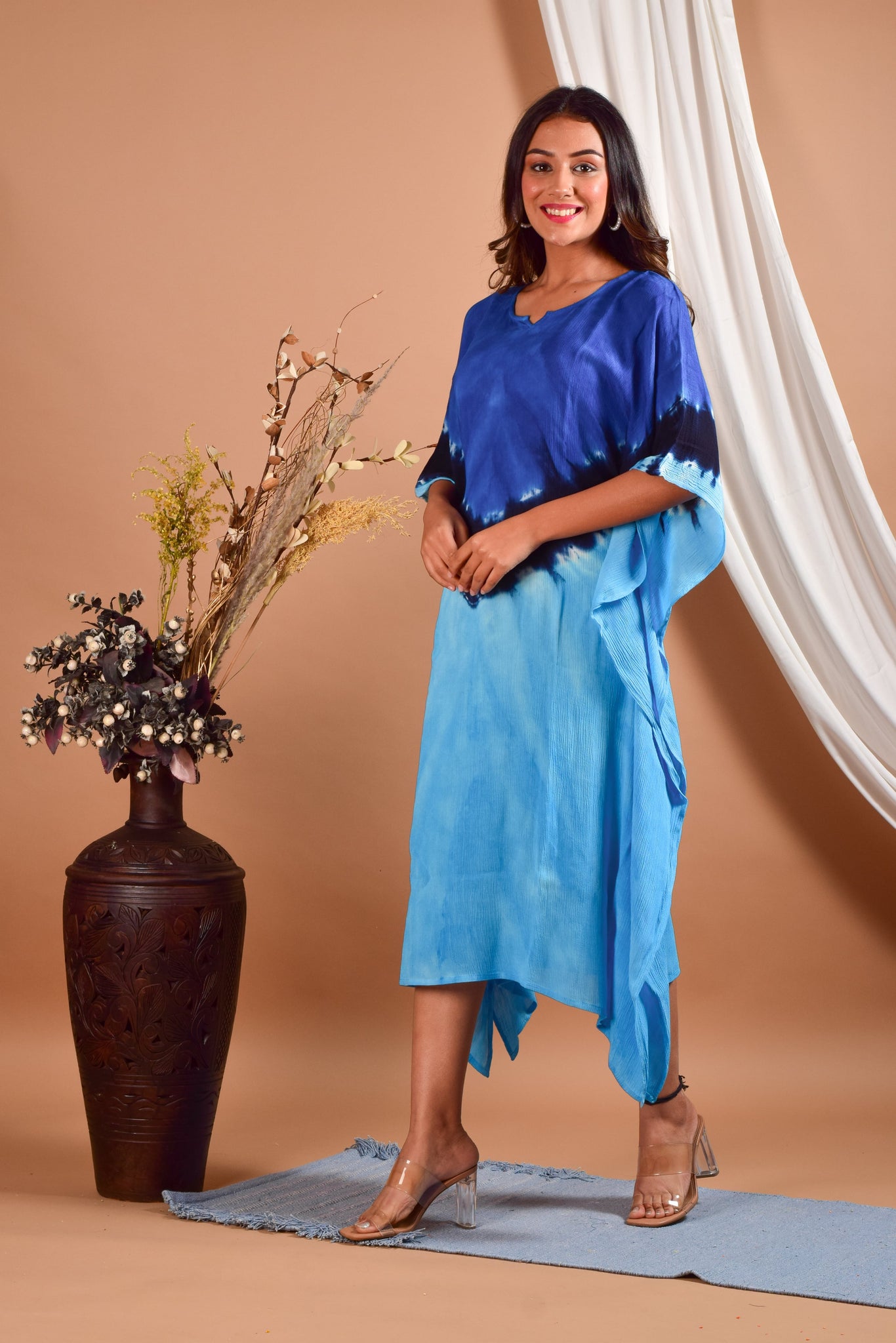 Blue & Black Tie Dye Kaftan