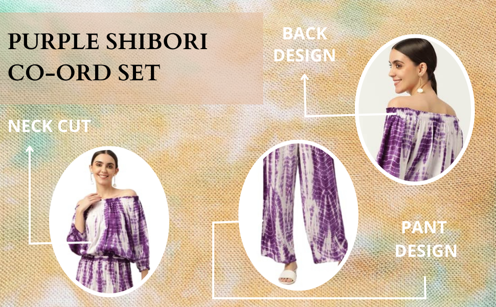 Purple White Rayon Tie Dye Co-Ords set